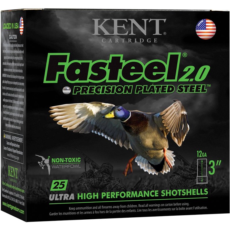 KENT Fasteel 2.0 Precision Plated Steel Waterfowl 12 Gauge Shotshells - 25 Rounds - Steel Shot Shells at Academy Sports