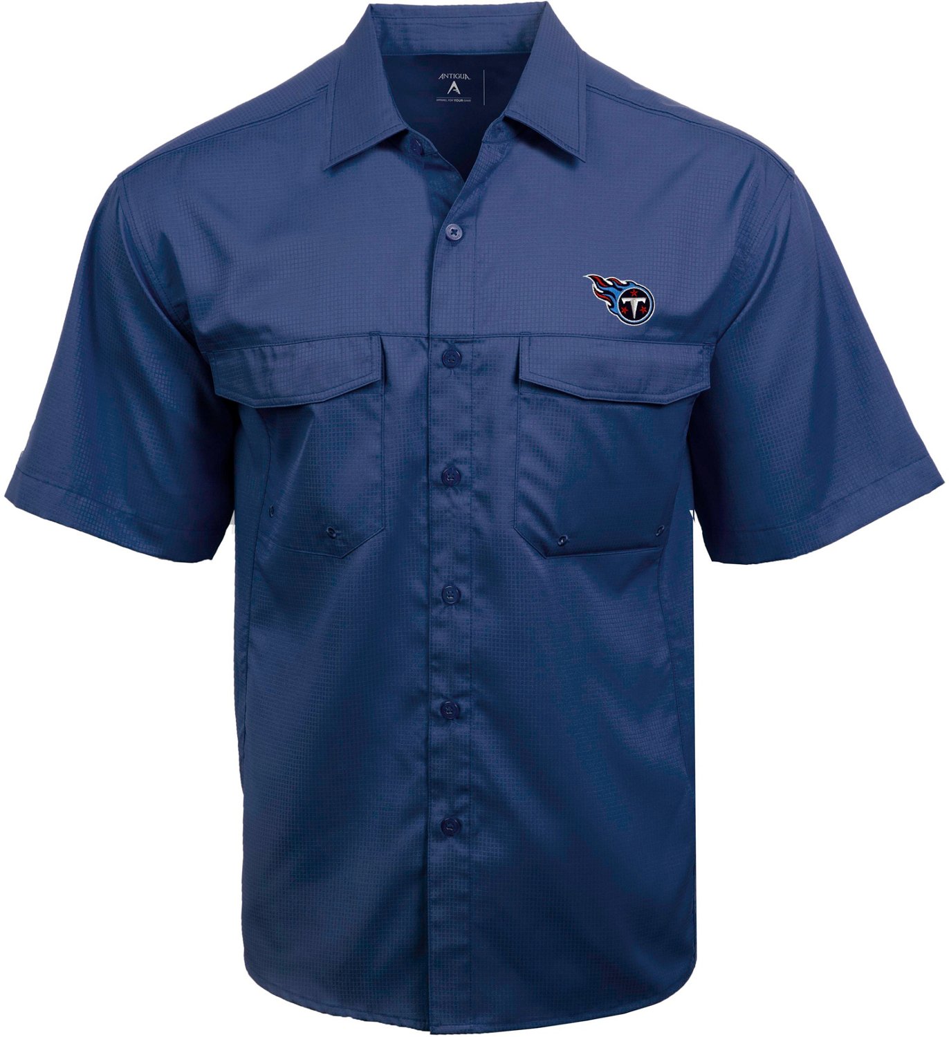 Antigua Men's Tennessee Titans Game Day Woven Fishing Shirt