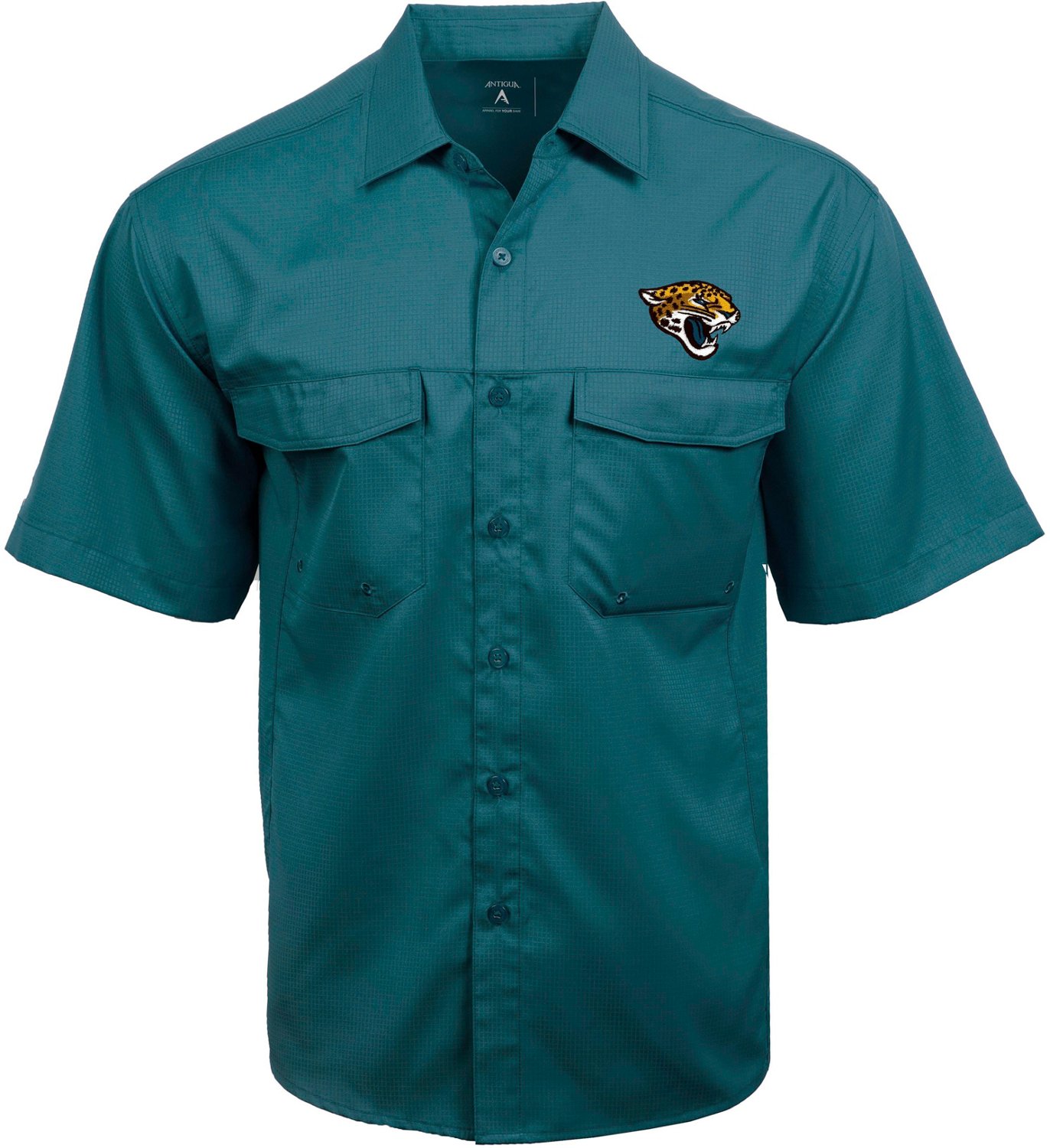 Antigua Men's Jacksonville Jaguars Game Day Woven Fishing Shirt