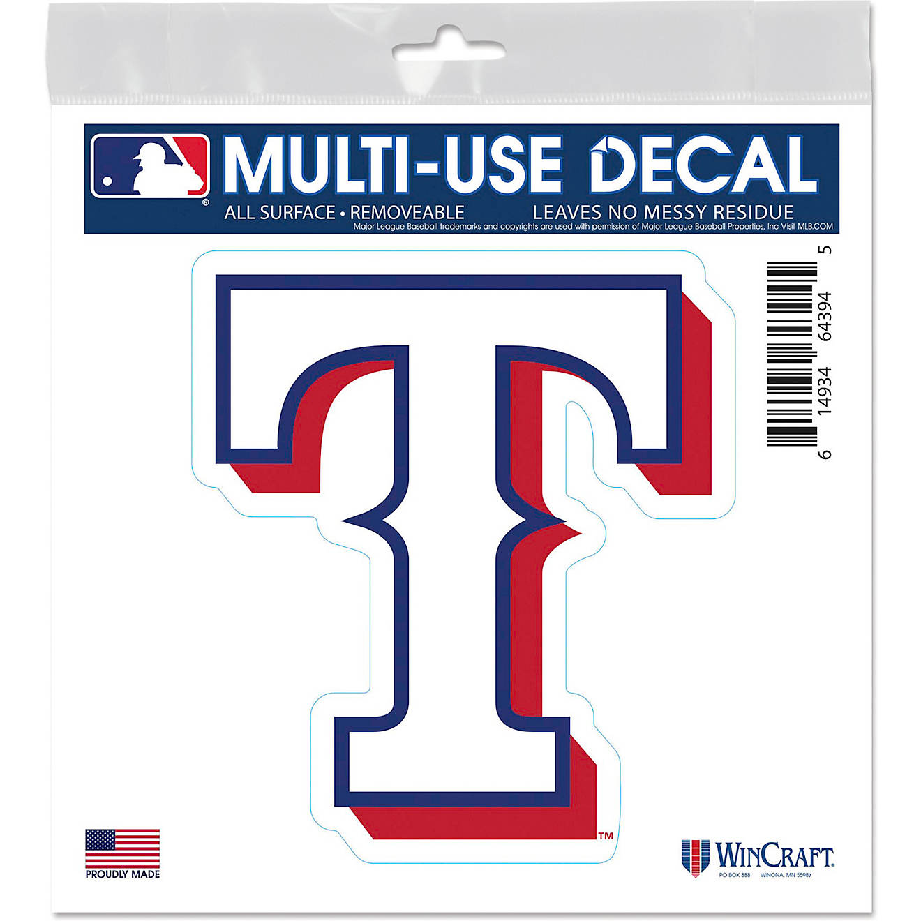 WinCraft Texas Rangers 6 in x 6 in Multiuse Decal                                                                                - view number 1