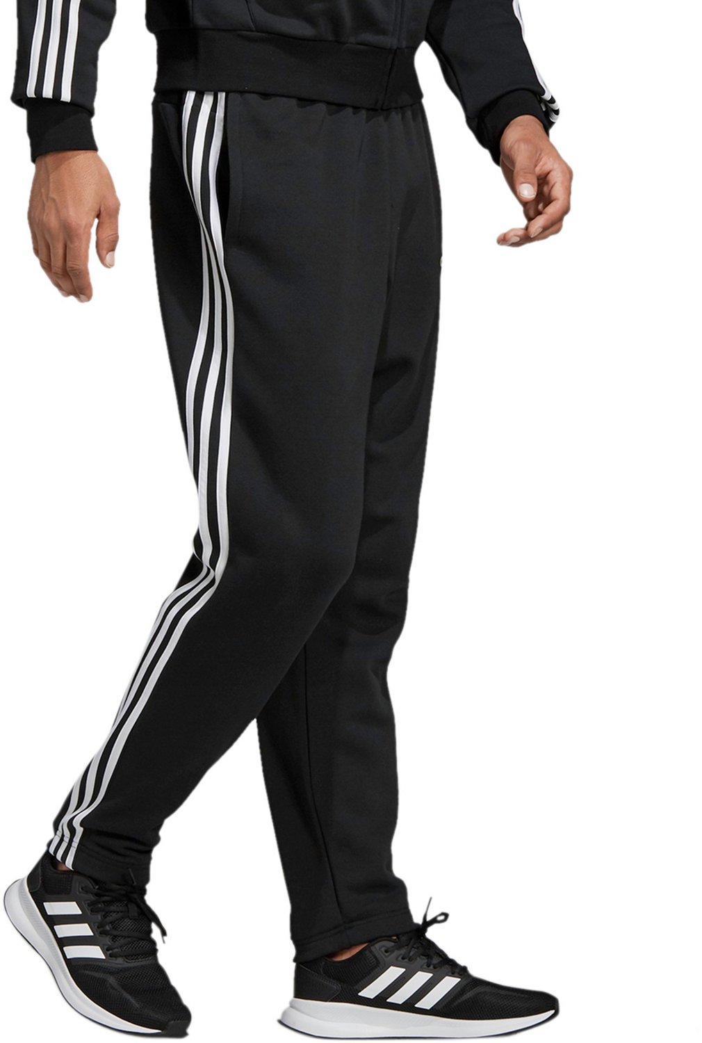 adidas Men's Essential 3Stripes Fleece Tapered Pants Academy
