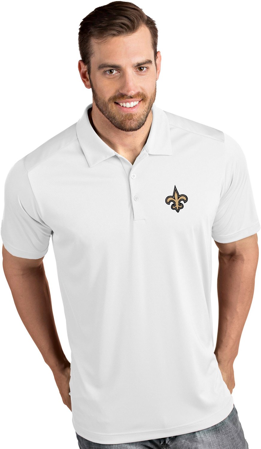 Antigua Men's New Orleans Saints Game Day Woven Fishing Shirt