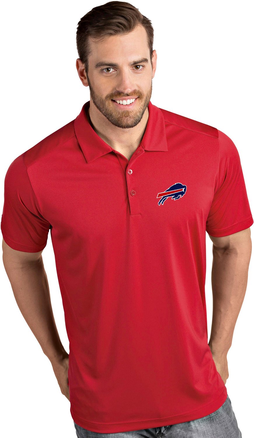 Men's MSX by Michael Strahan Red/Royal Buffalo Bills Challenge Color Block Performance Polo