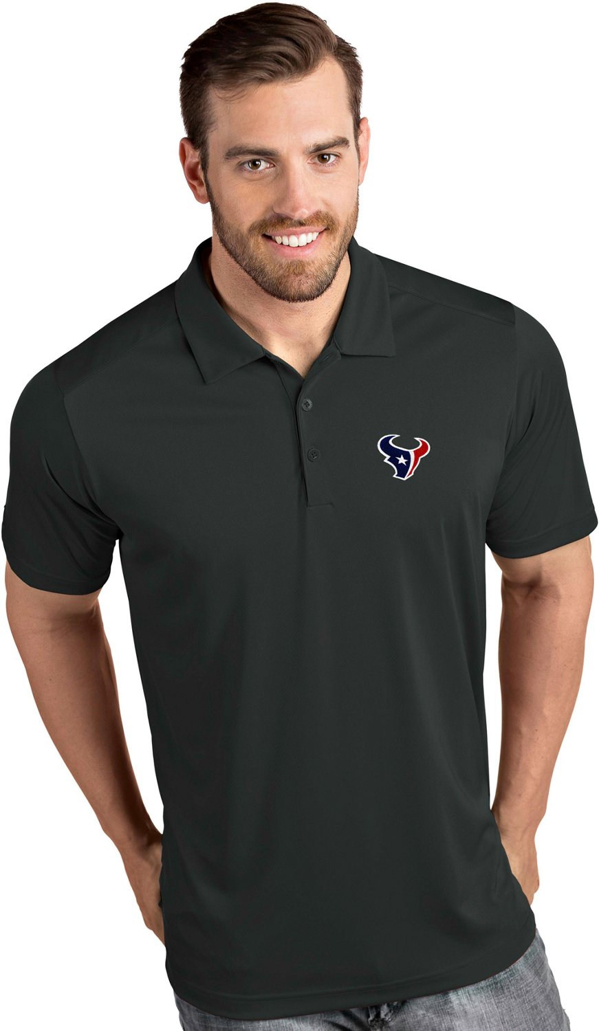 Antigua Men's Houston Texans Game Day Woven Fishing Shirt