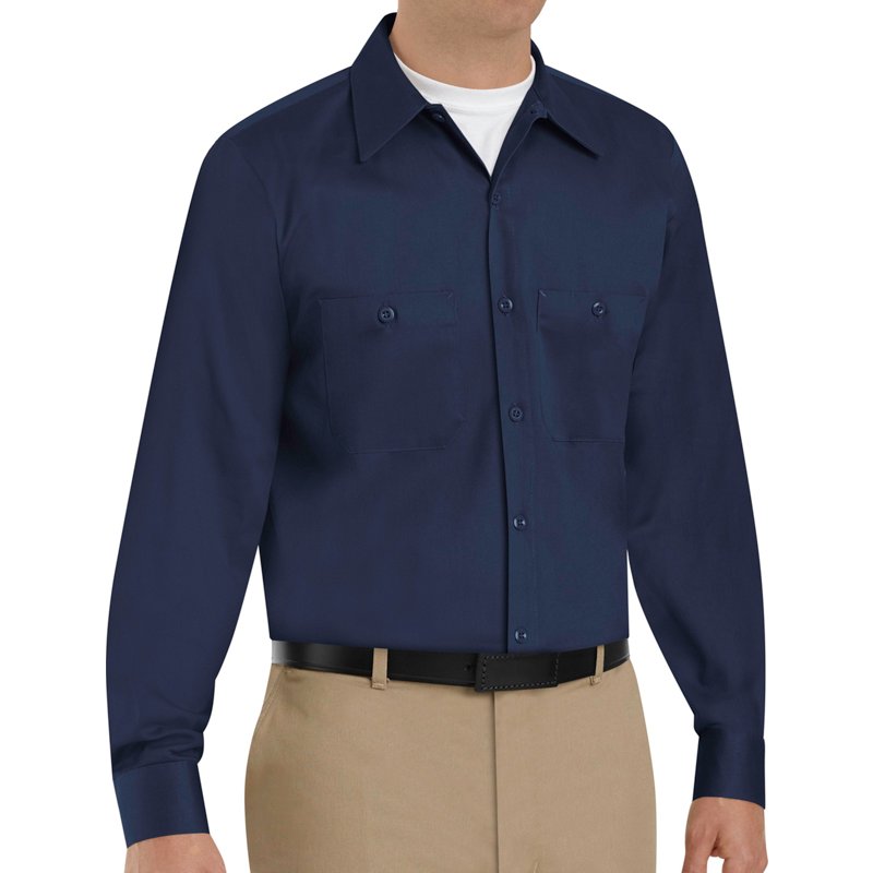 VF Imagewear | RedKap Work Shirt: General Purpose, Button Down, Large, Cotton, Blue, 2 Pocket - 50" Chest, Button Closure | Part #SC30NV RG L