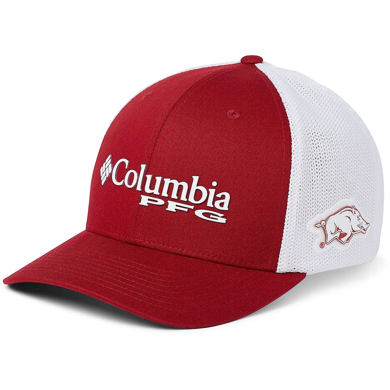 Columbia Sportswear Men's University of Arkansas PFG Mesh Ball Cap                                                               - view number 1