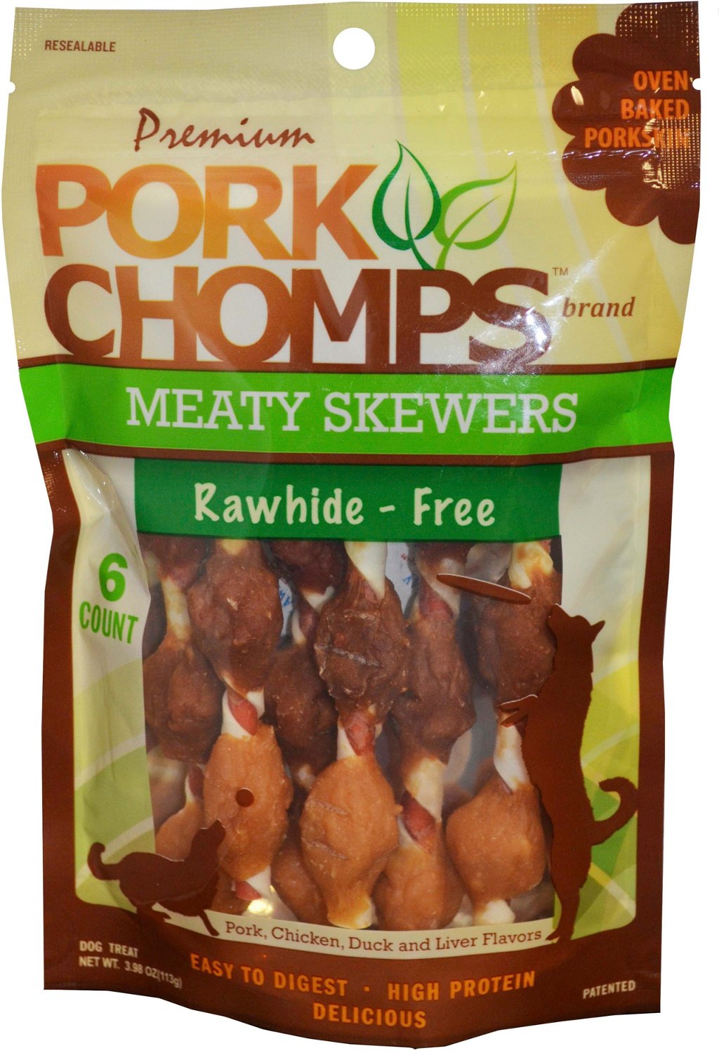 Scott Pet Premium Pork Chomps Meaty Skewers 6Pack Academy