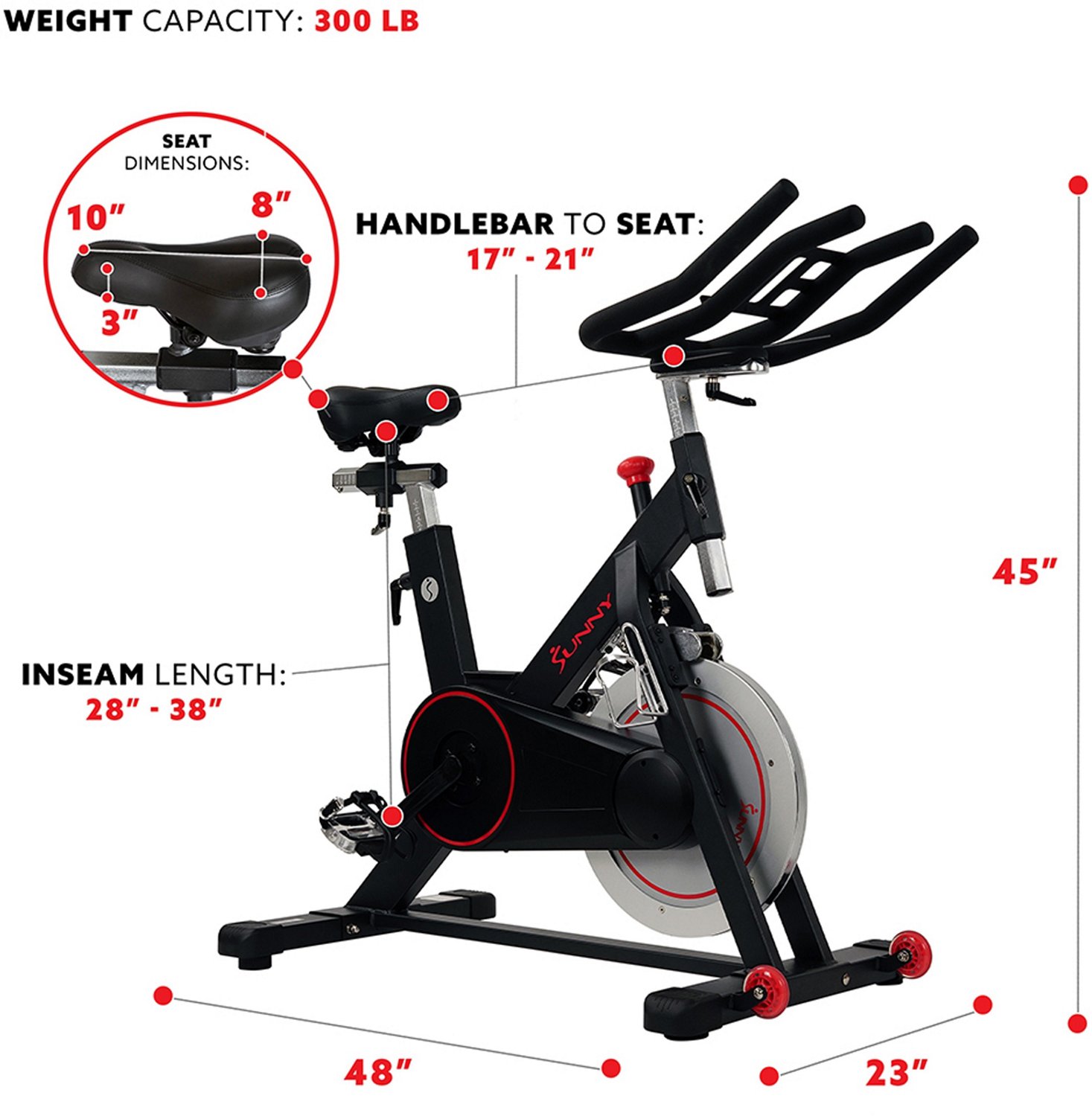 Sunny Health & Fitness SF-B1805 Magnetic Belt Drive Indoor Cycling