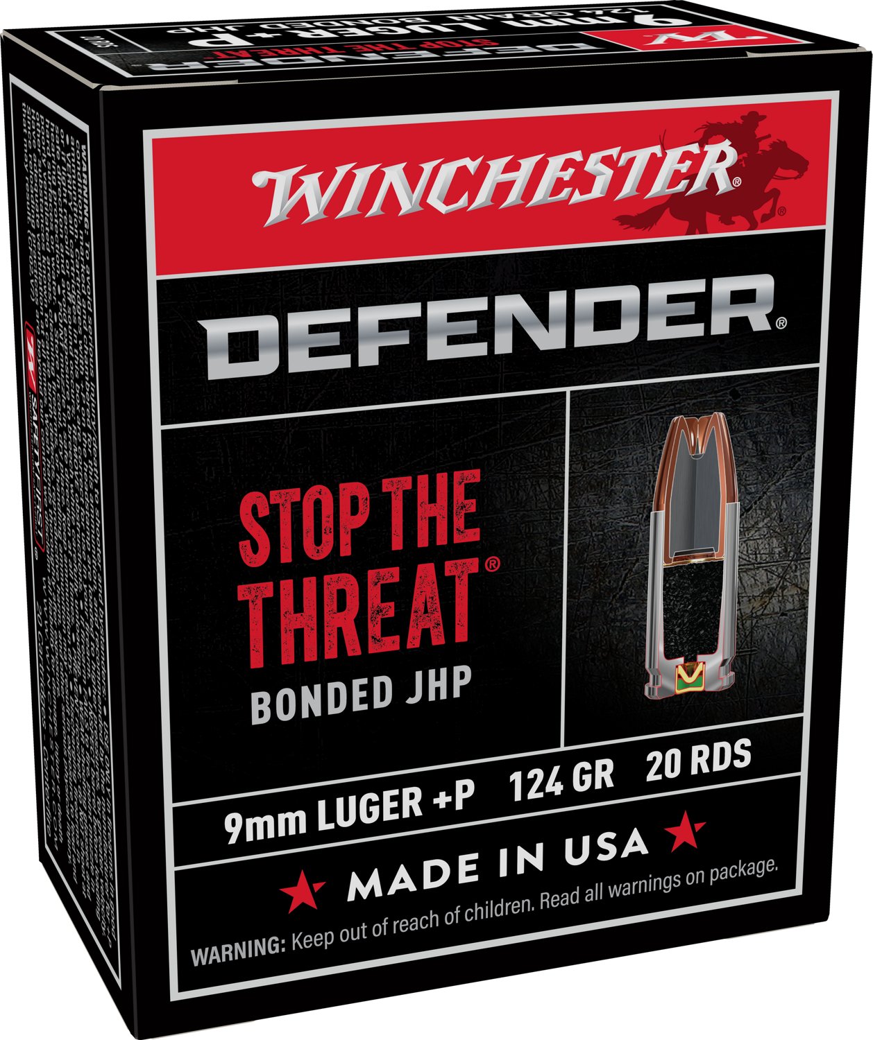 Winchester Bonded PDX1 9mm Luger +P 124-Grain Handgun Ammunition - 20 Rounds
