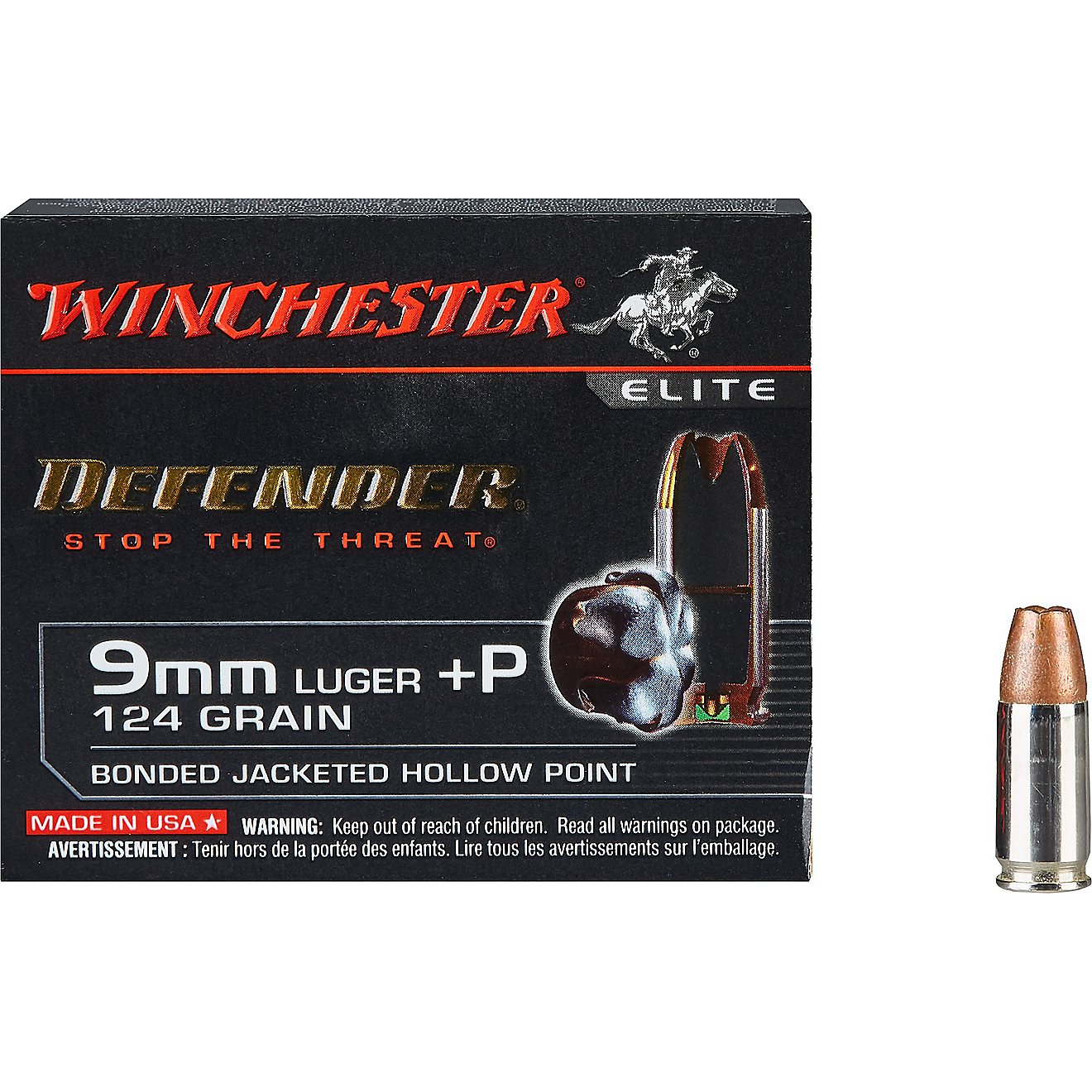 Winchester Bonded PDX1 9mm Luger +P 124-Grain Handgun Ammunition - 20 Rounds                                                     - view number 1
