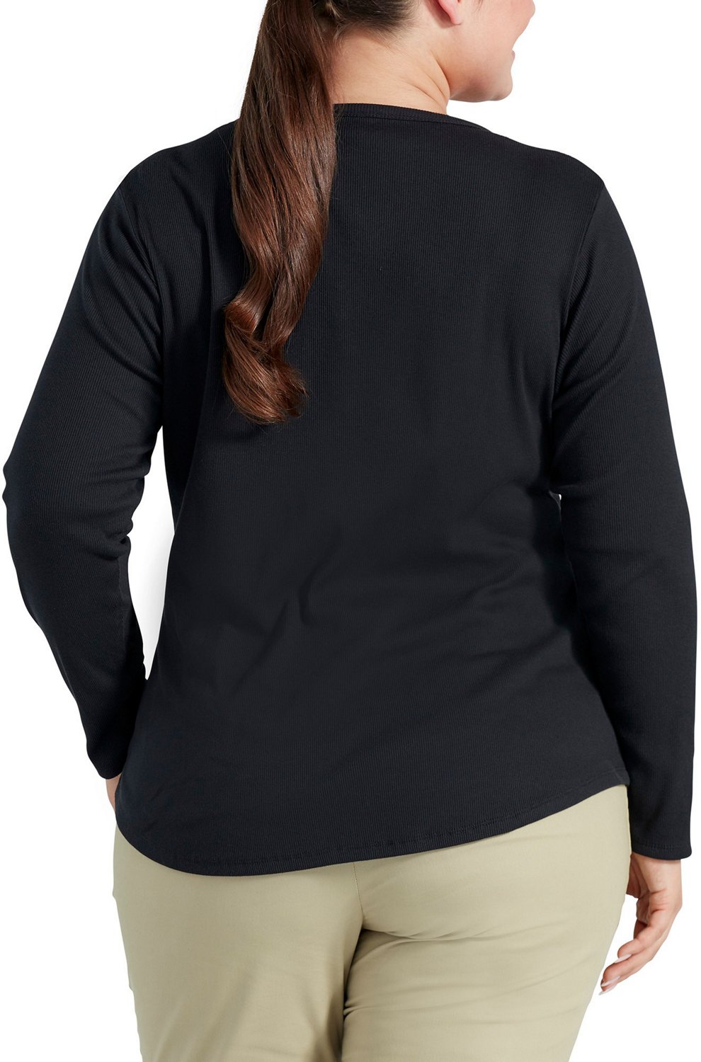 Dickies Women's Plus Size Long Sleeve Henley Shirt                                                                               - view number 2