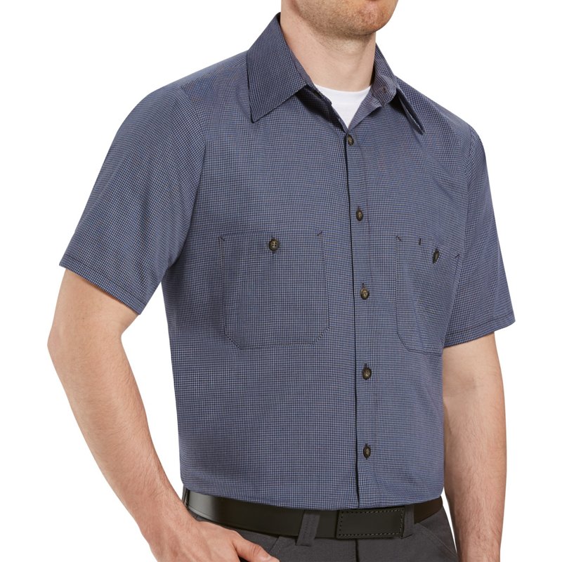 Red Kap Men's Microcheck Uniform Work Shirt