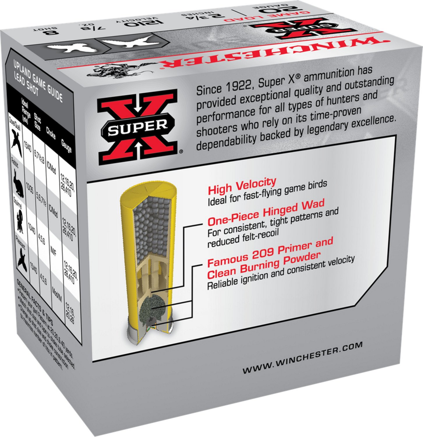 Winchester Super-X Lead Shot Dove & Game Load 20 Gauge 8 Shot Shotshells - view number 3
