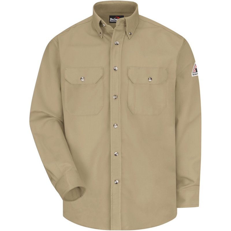 Bulwark Men's Midweight FR Uniform Dress Shirt Beige/Khaki, 2X-Large Tall - Men's Longsleeve Work Shirts at Academy Sports