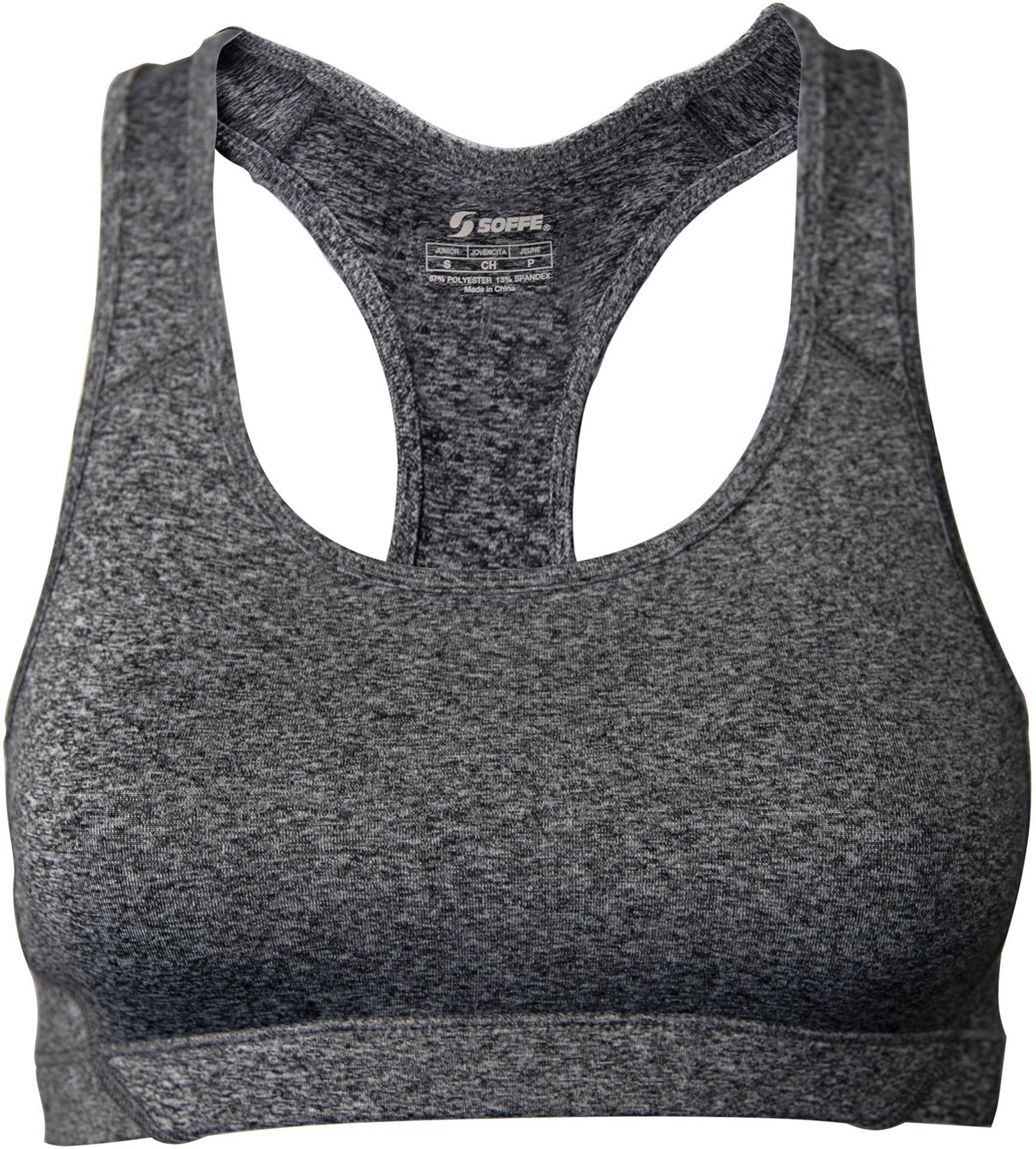 Soffe Juniors' Dri Team Heathered Medium Support Plus Size Sports Bra