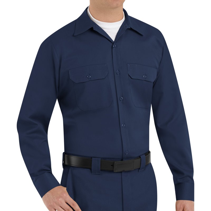Men's 5M56Snv Mns Navy Twill Wkshirt,L, Cotton/Polyester, Button Fronts, 2 Pocket(s), Navy, L