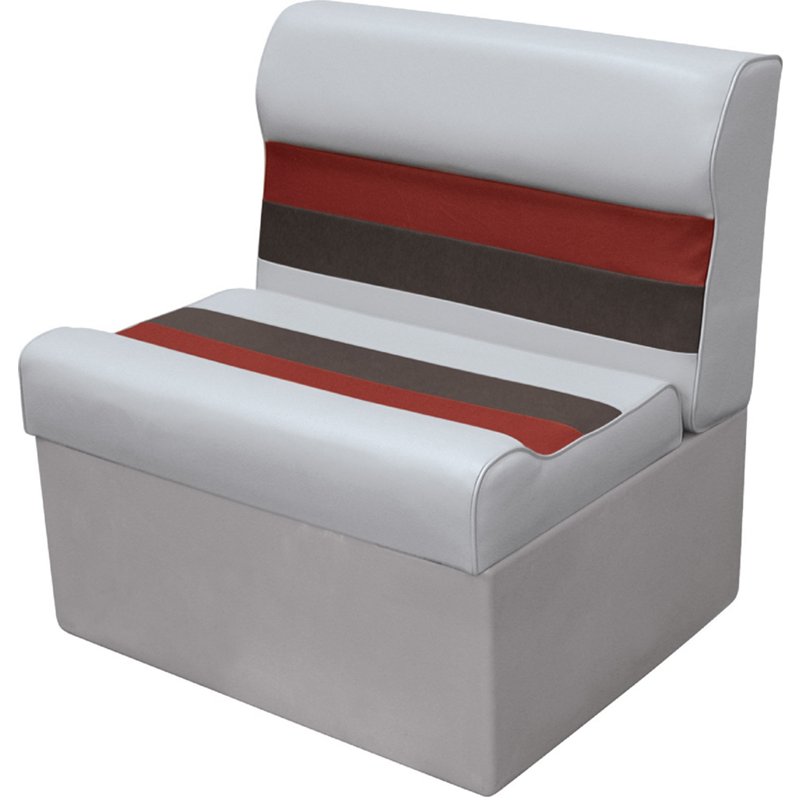 Wise 8WD95-1012 Deluxe Series Pontoon 28" Bench Seat and Backrest Cushion Set, Grey/Red/Charcoal