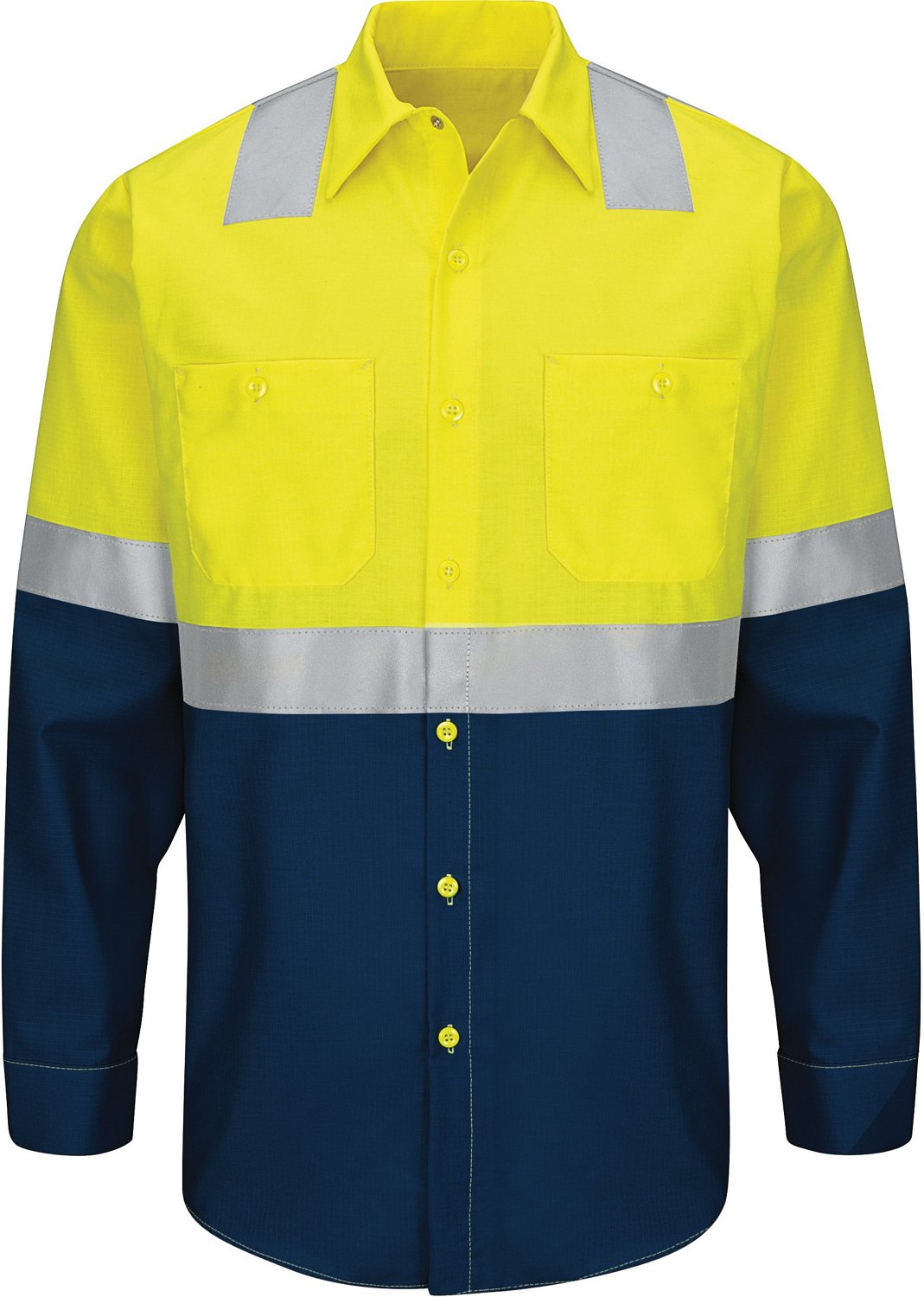 Red Kap Men's Hi-Visibility Colorblock Ripstop Type R Class 2 Long Sleeve Work Shirt                                             - view number 1 selected