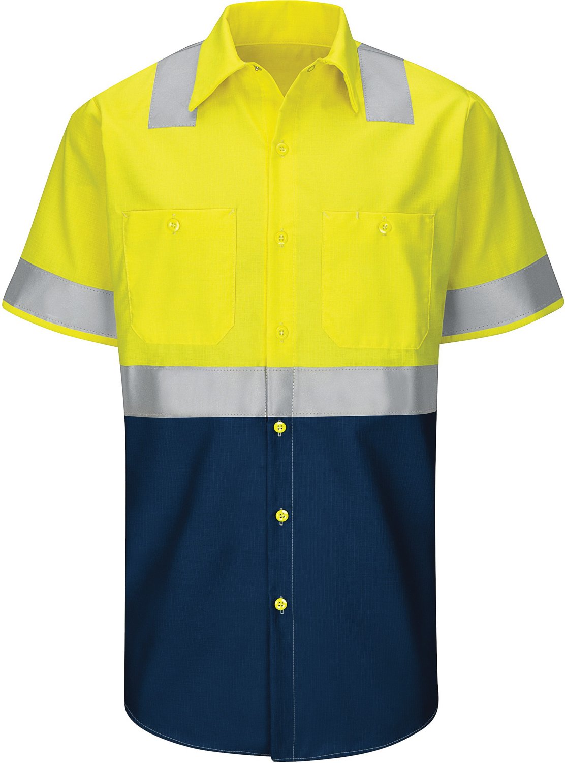 Red Kap Men's Hi-Visibility Colorblock Ripstop Type R Class 2 Short Sleeve Work Shirt