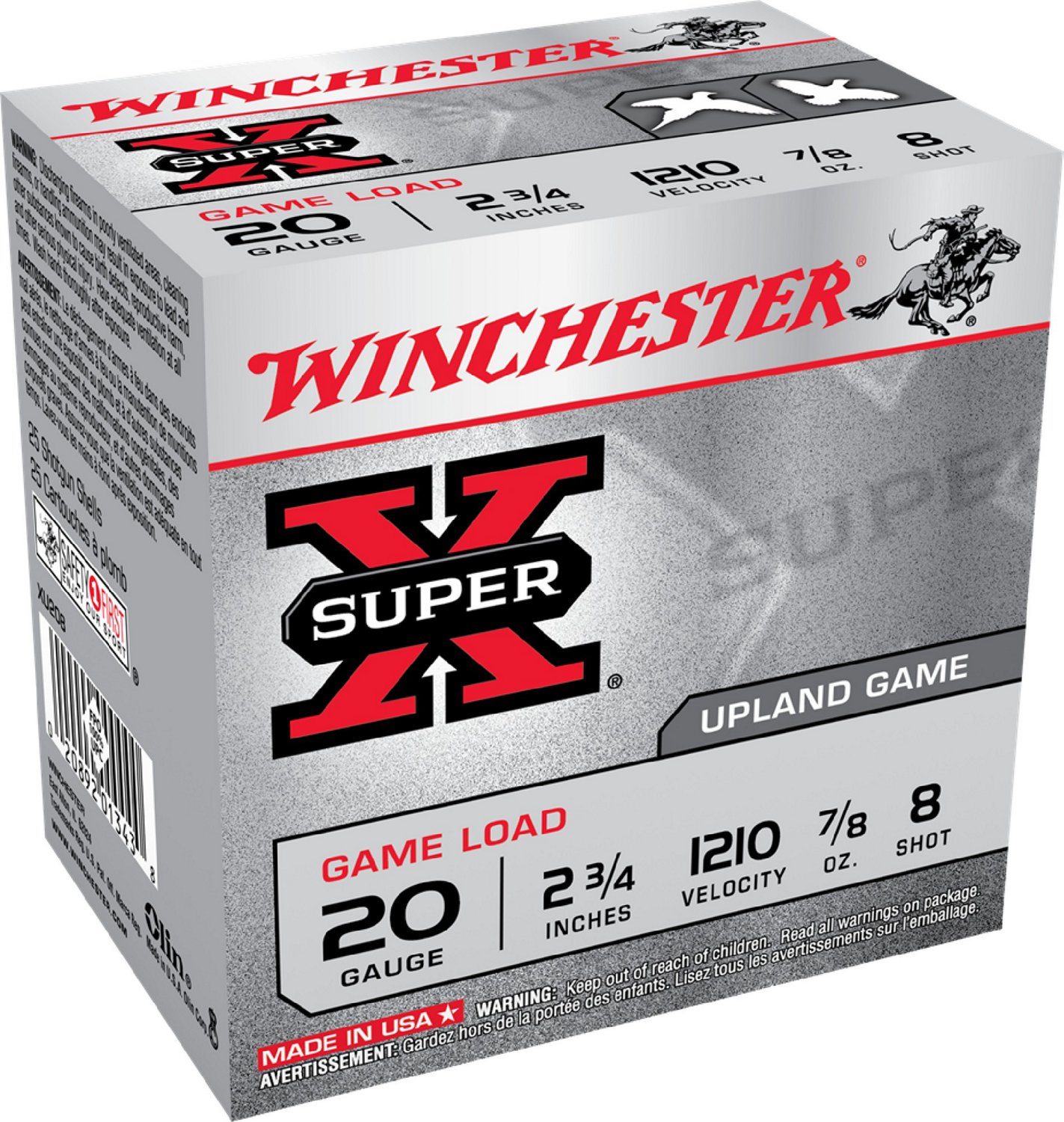Winchester Super-X Lead Shot Dove & Game Load 20 Gauge 8 Shot Shotshells                                                         - view number 1 selected