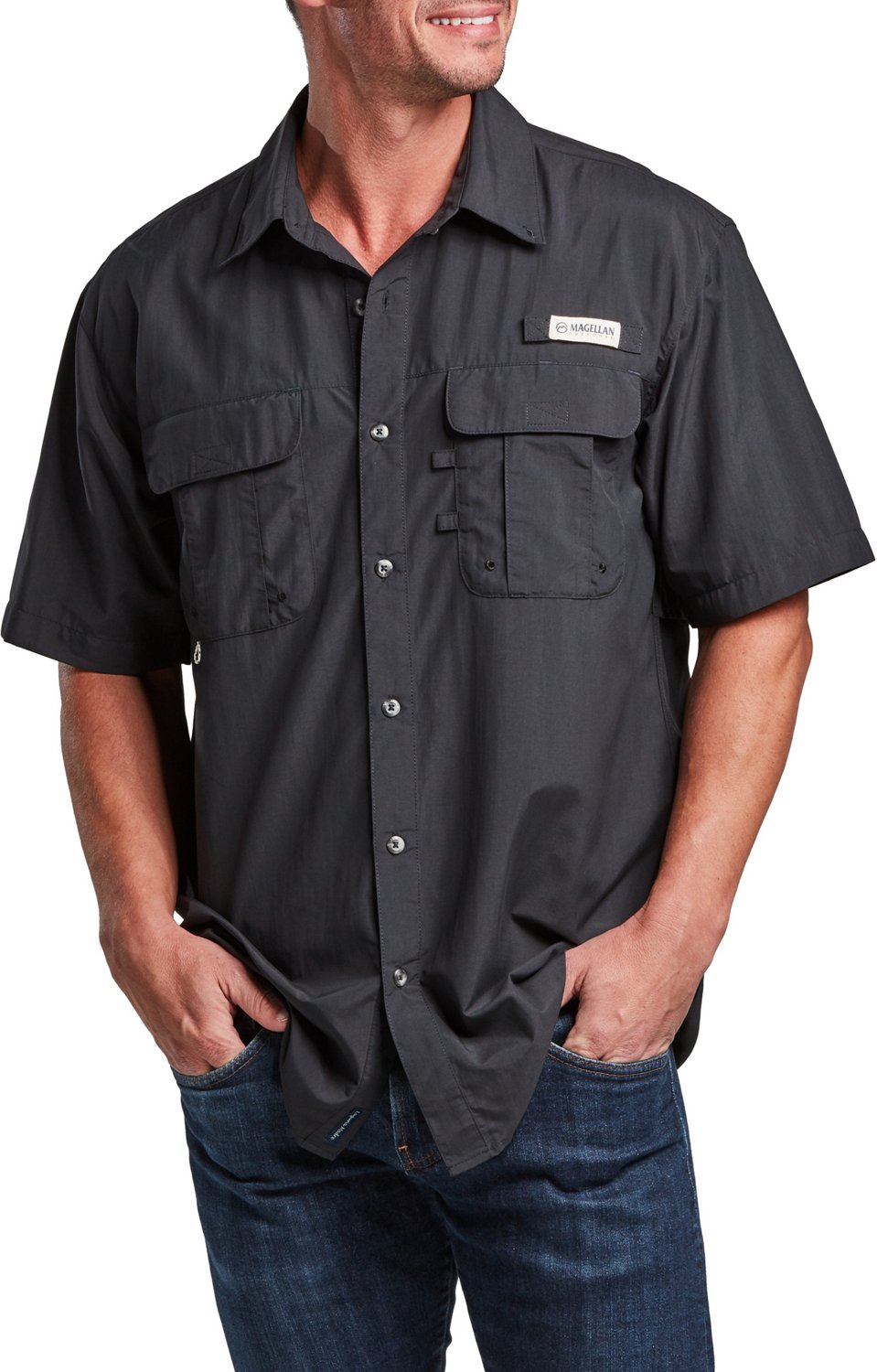 Magellan Outdoors Men's Laguna Madre Solid Short Sleeve Fishing Shirt