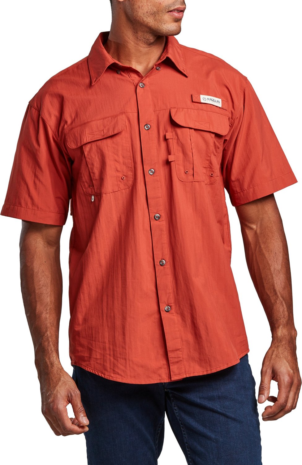 Magellan Outdoors Mens Laguna Madre Solid Short Sleeve