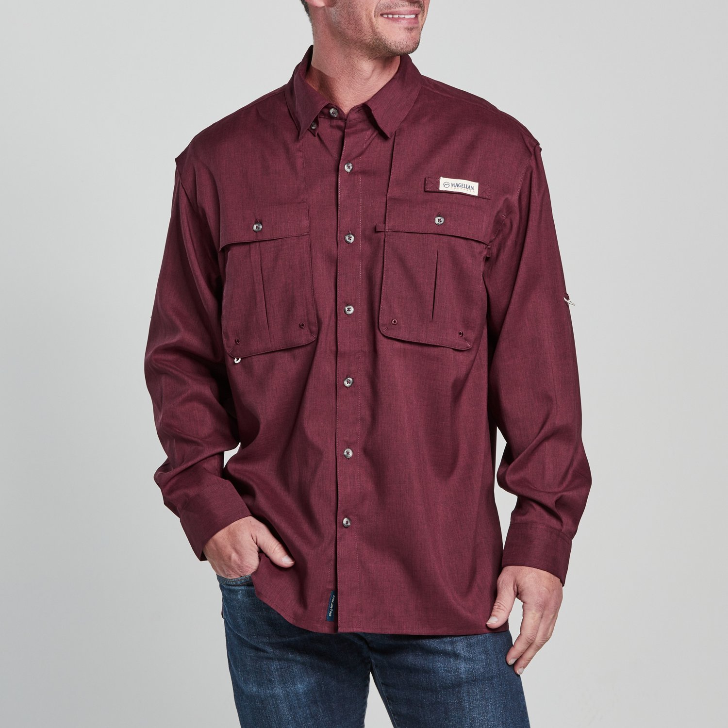 Magellan Outdoors Men's Aransas Pass Heather Long Sleeve Fishing Shirt - view number 3