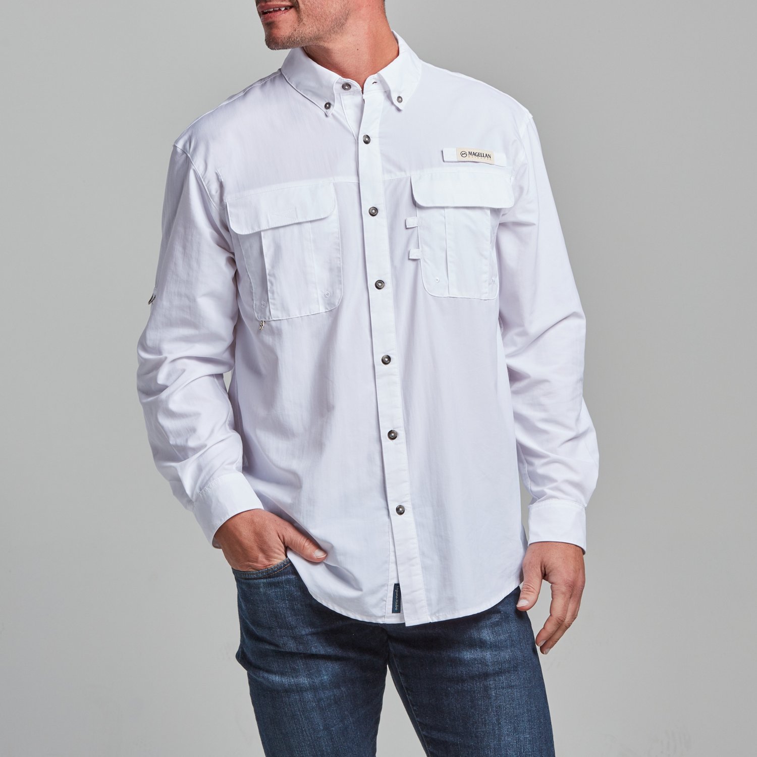 Magellan Outdoors Men's Laguna Madre Solid Long Sleeve Fishing Shirt