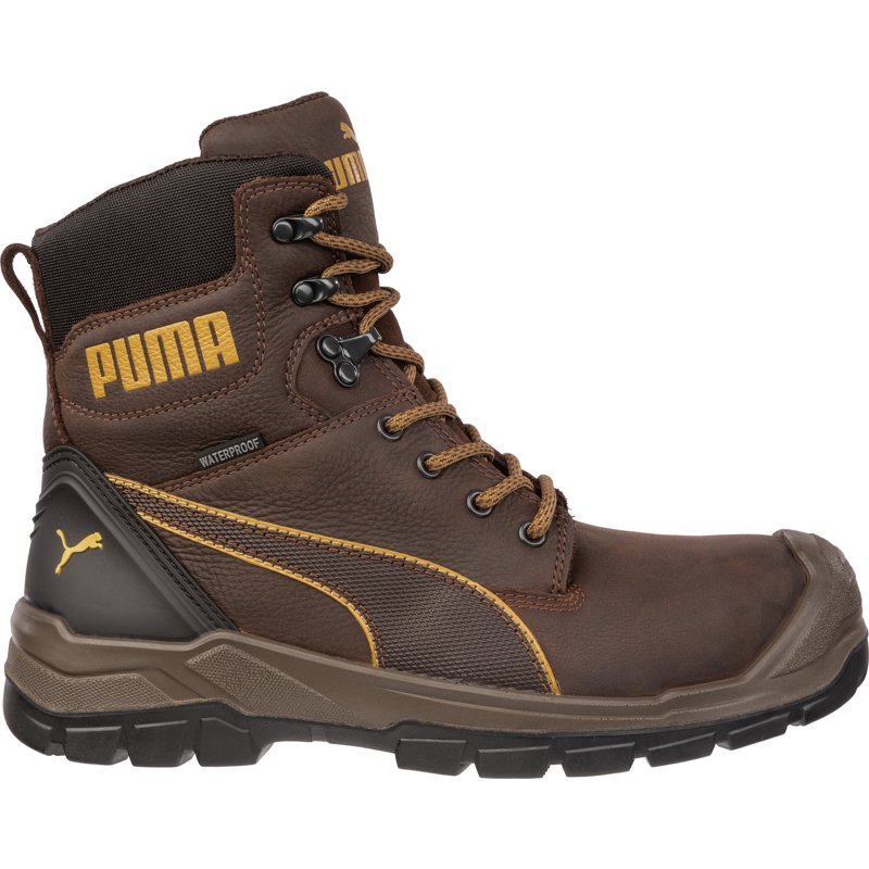 PUMA Safety Men's Conquest 7" Work Boot Composite Toe Slip Resistant Waterproof EH ONE SIZE BROWN/ORANGE