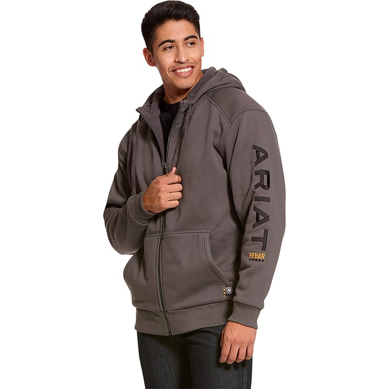 Ariat Men's Rebar All-Weather Full-Zip Hoodie Rebar Gray, X-Large - Men's Work Jackets at Academy Sports product image