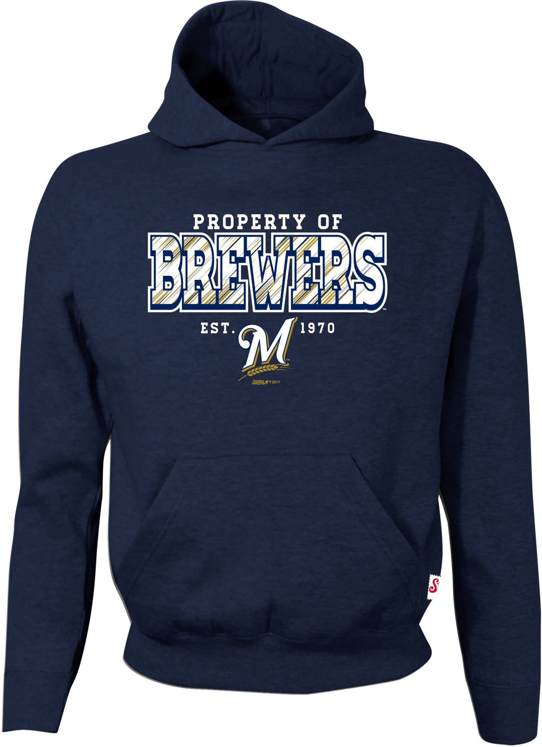 Stitches Boys' Milwaukee Brewers Fleece Pullover Graphic Hoodie
