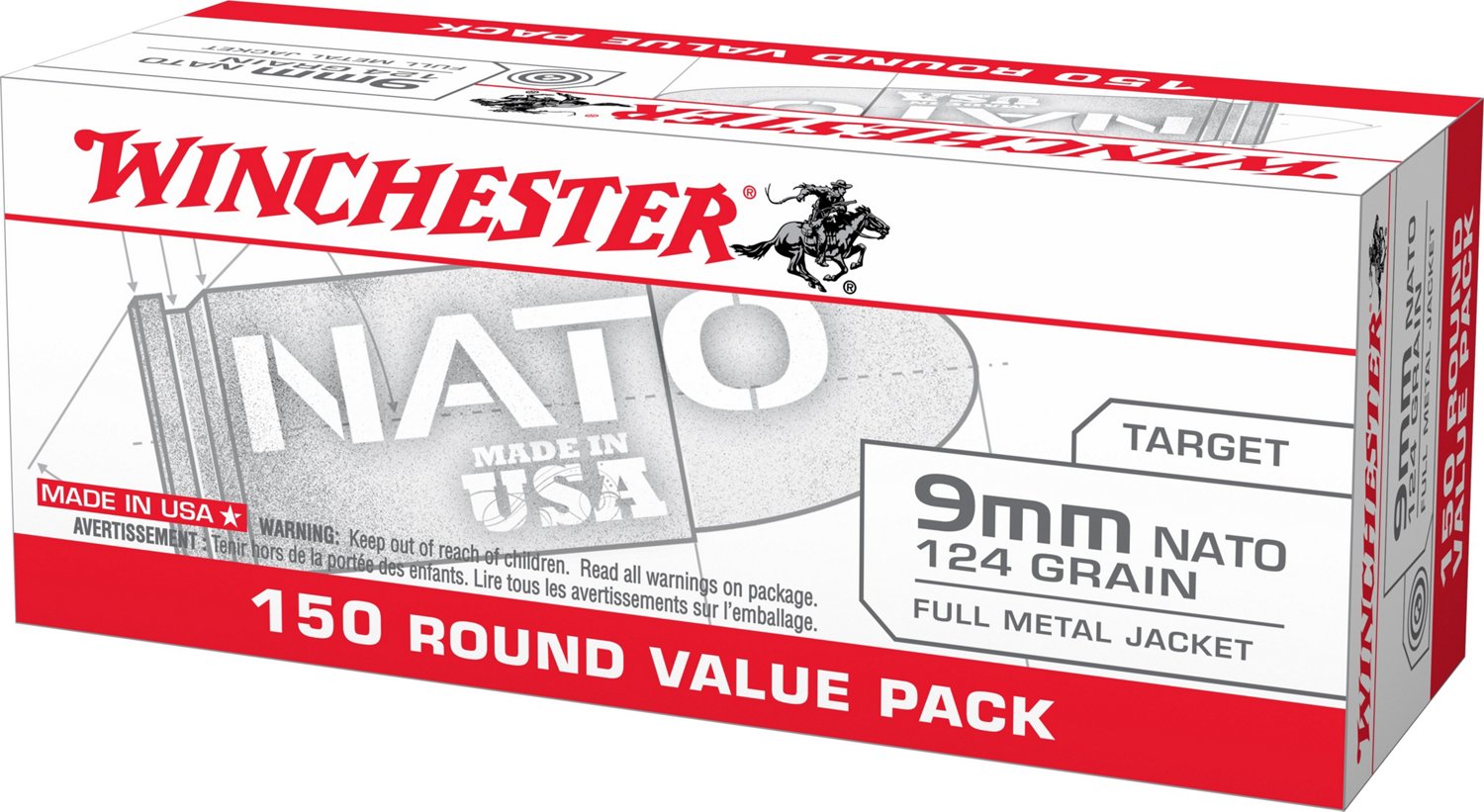 Winchester USA 9mm NATO 124-Grain Handgun Ammunition