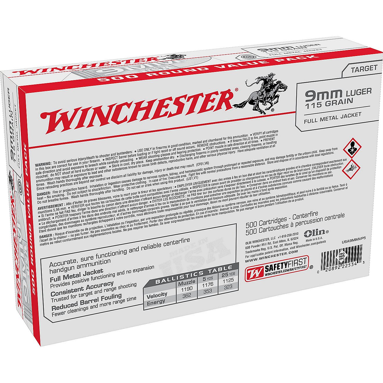 Winchester USA 9mm Luger 115-Grain Handgun Ammunition                                                                            - view number 3