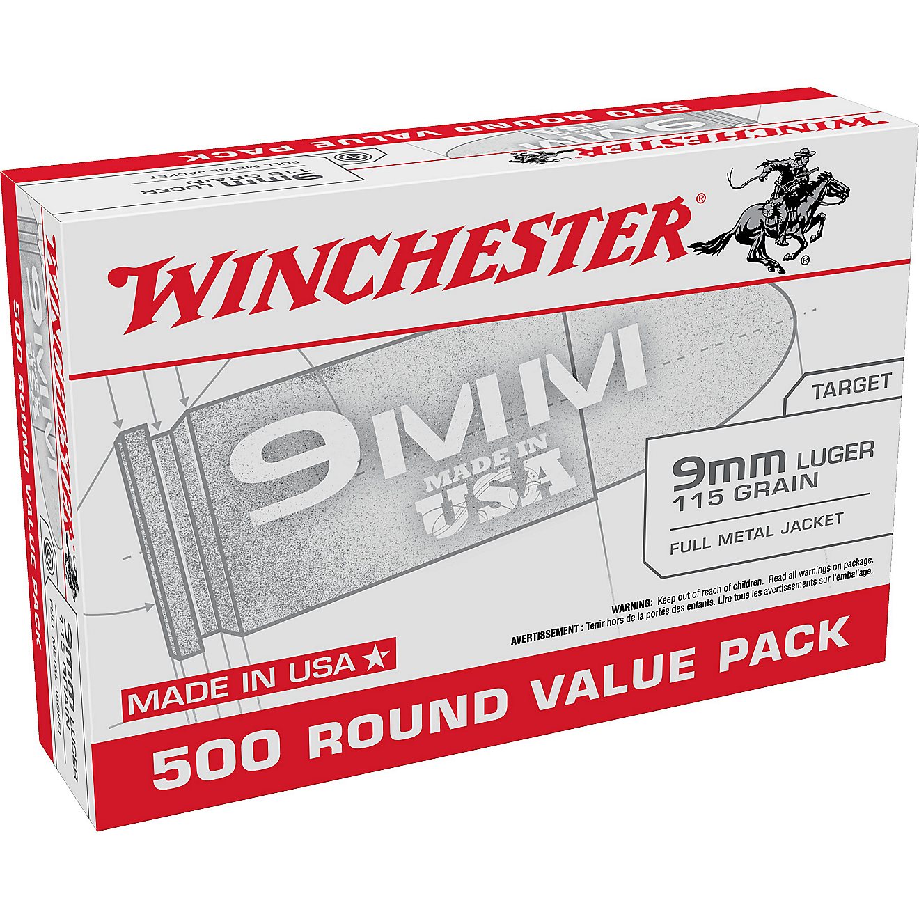 Winchester USA 9mm Luger 115-Grain Handgun Ammunition                                                                            - view number 1