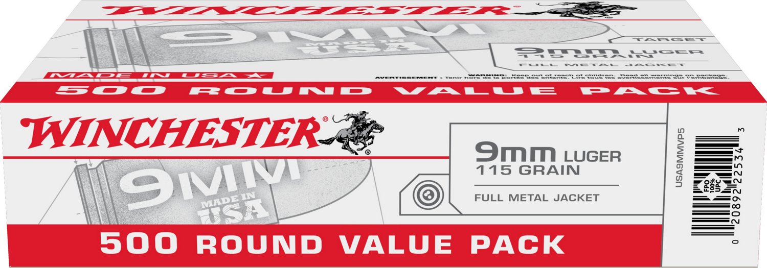 Winchester USA 9mm Luger 115-Grain Handgun Ammunition