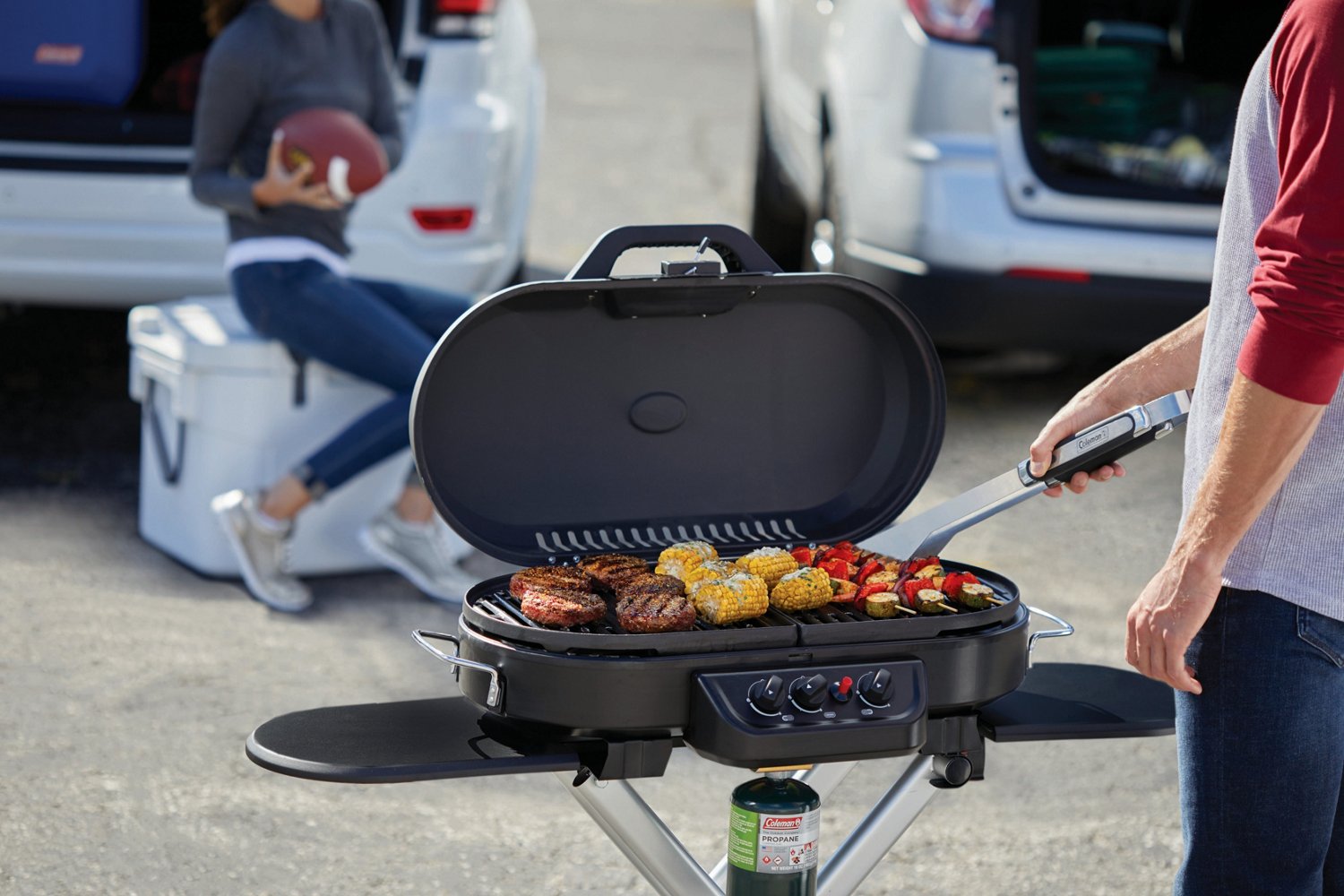 Coleman RoadTrip Portable Stand-Up 3-Burner Propane Grill | Academy