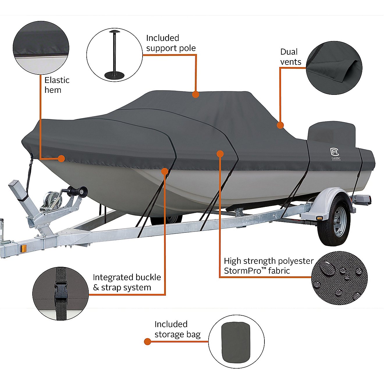 Classic Accessories StormPro Tri-Hull Outboard Boat Cover                                                                        - view number 2