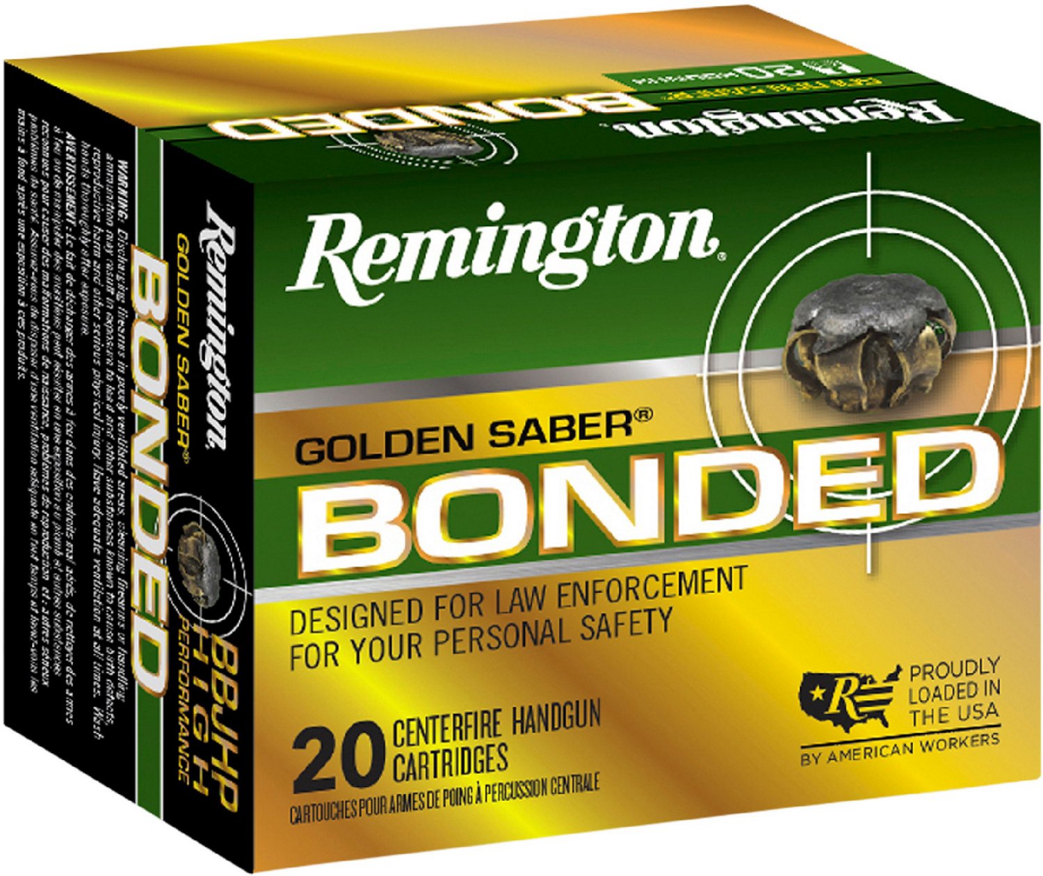 Remington Golden Saber Bonded .375 Sig 125-Grain Brass Jacket Hollow Point Pistol Ammunition