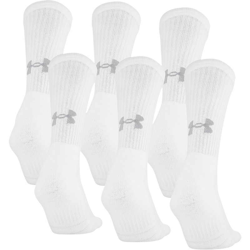 Under Armour Training Crew Socks 6 Pack White, Medium - Athletic Socks at Academy Sports