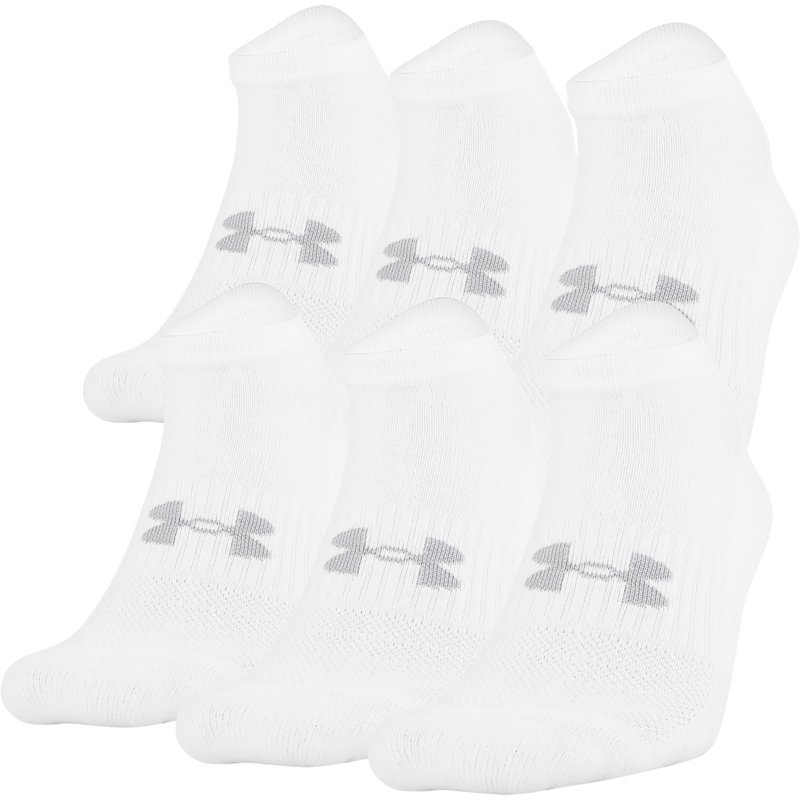 Under Armour Training No Show Socks 6 Pack White, Large - Athletic Socks at Academy Sports
