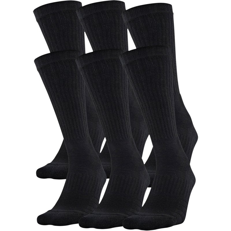 Under Armour Training Crew Socks 6 Pack Black, Medium - Athletic Socks at Academy Sports