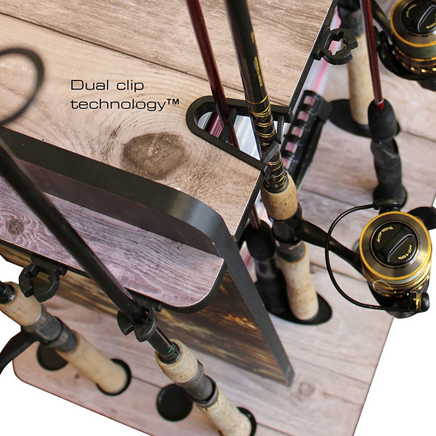Rush Creek Bass 14 Fishing Rod Rack with 4 Bait Bin Storage - view number 5