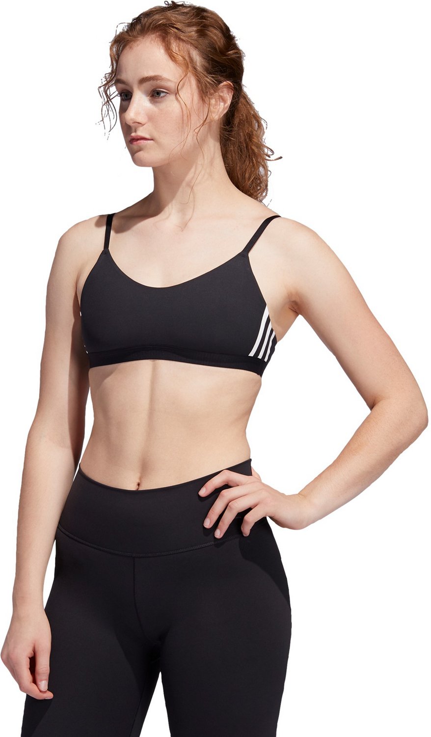 adidas Womens All Me Sports Bra Black White 3 Stripes Gym Fitness Workout  Yoga 