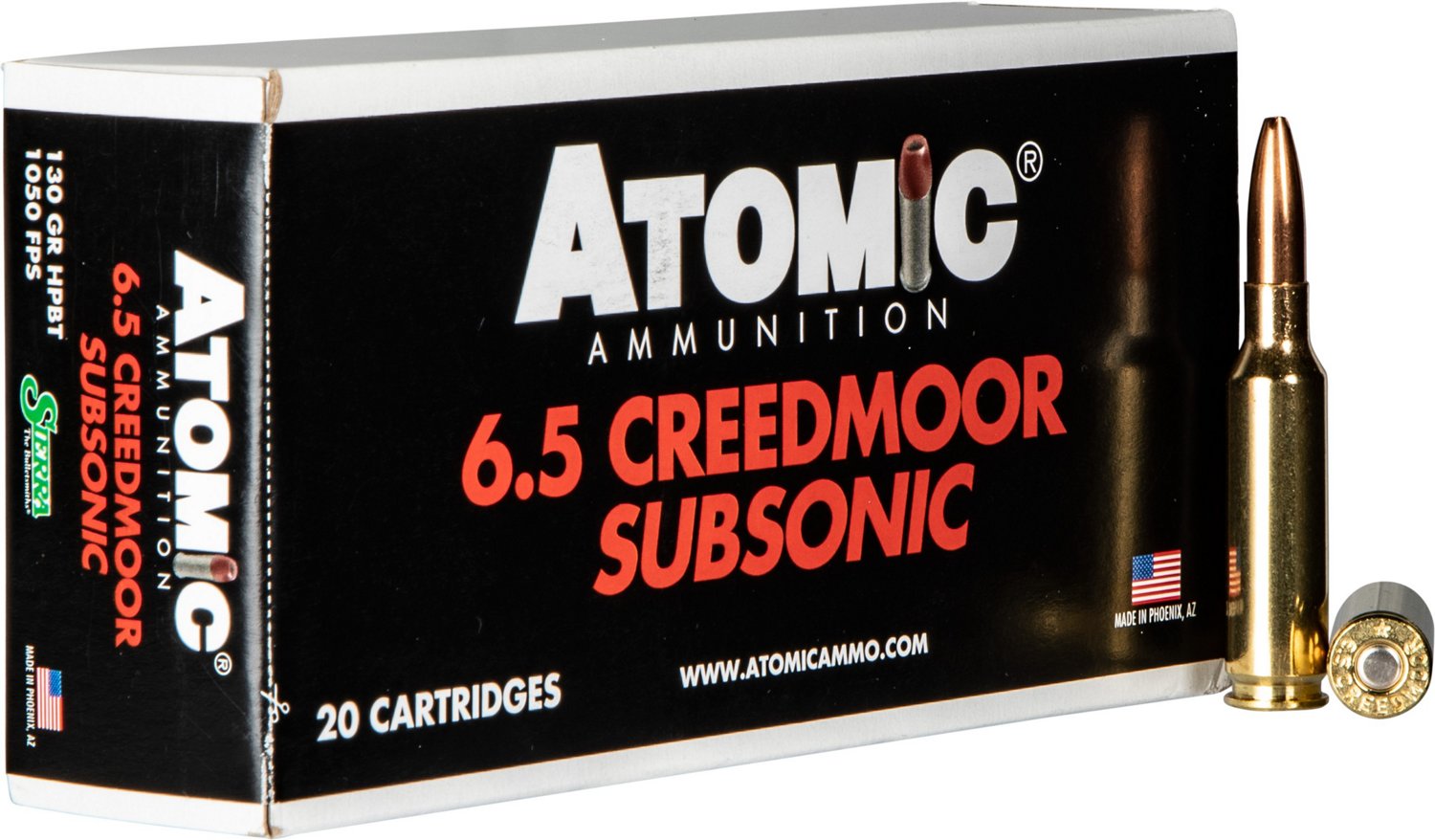 Atomic Subsonic Sierra MatchKing 6.5 Creedmoor 130-Grain Centerfire Rifle Ammunition