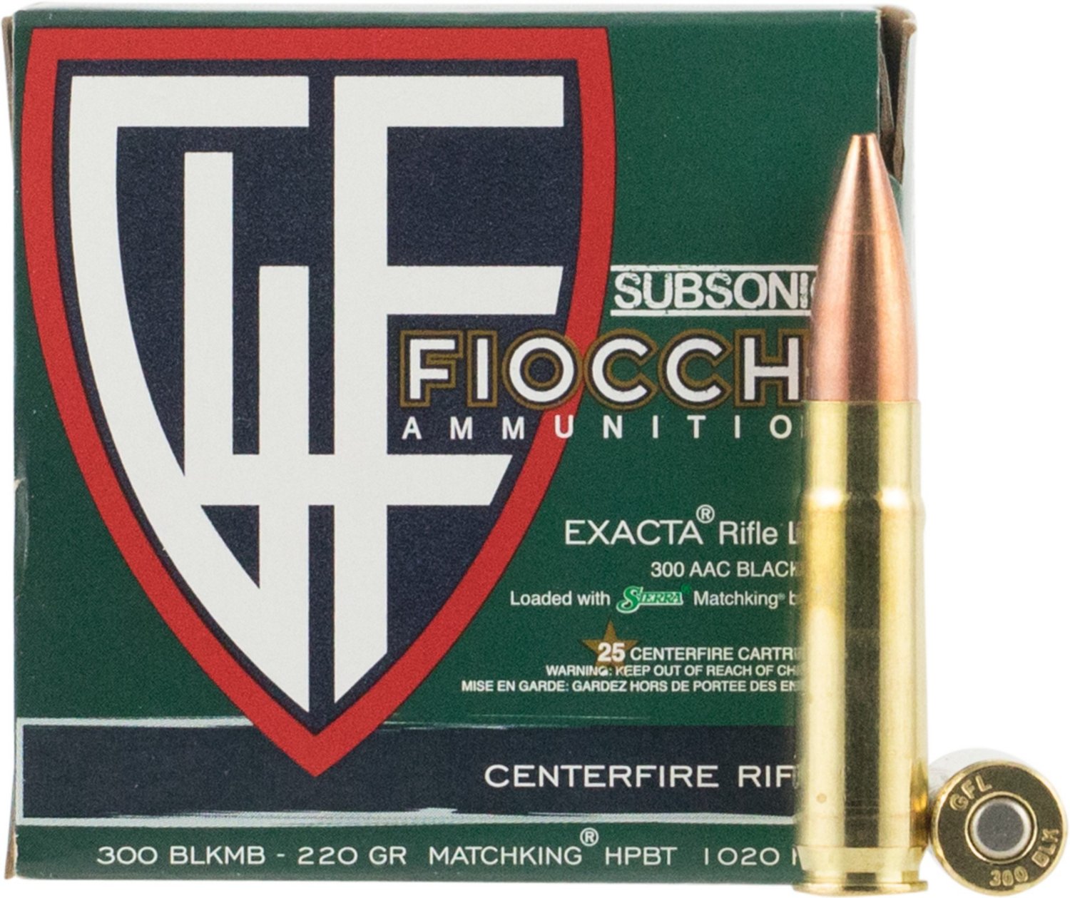 Fiocchi Exacta .300 Blackout Sierra MatchKing BTHP 220-Grain Centerfire Rifle Ammunition
