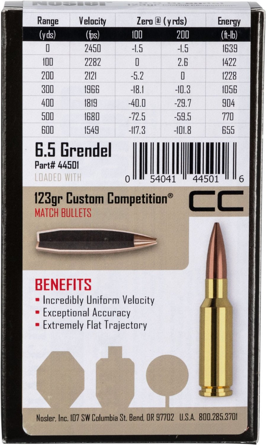 Nosler Match Grade 6.5 Grendel 123-Grain Rifle Ammunition | Academy