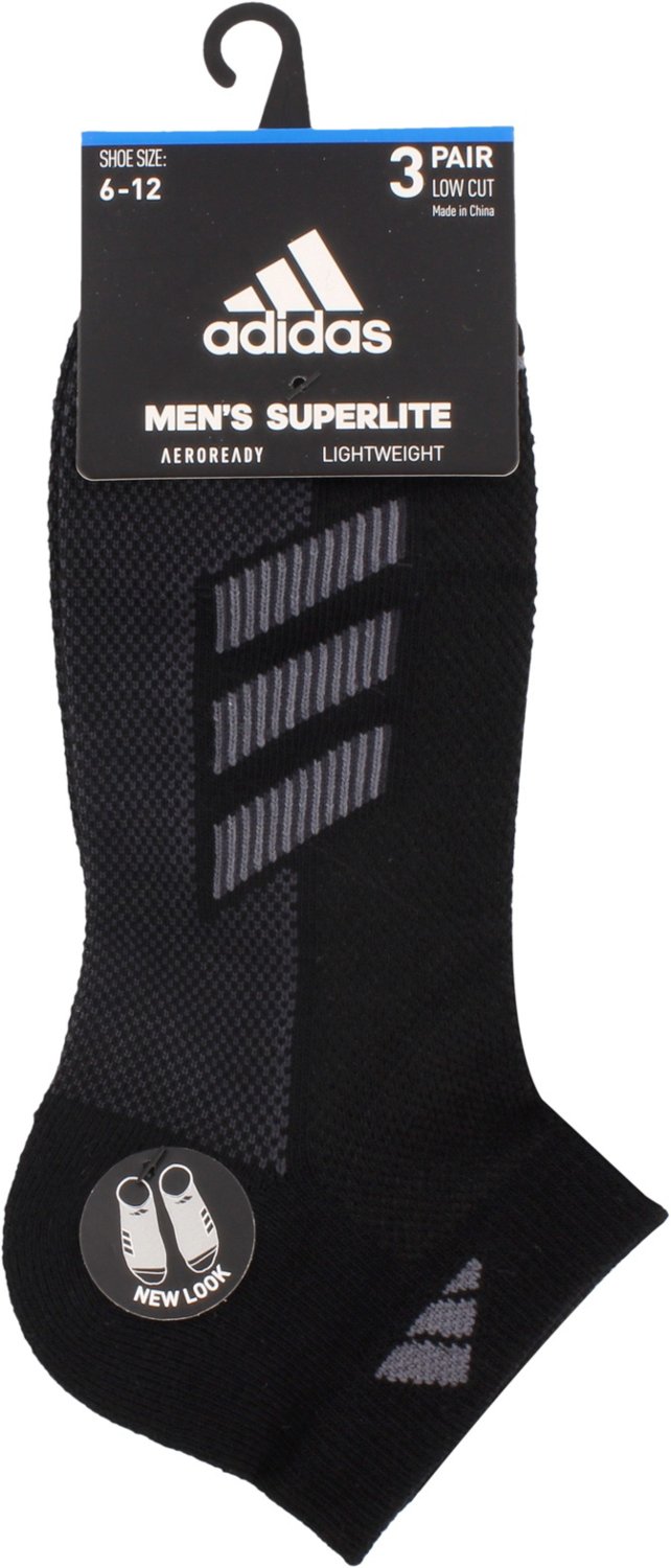 adidas Men's Superlite Stripe II Low Cut Socks 3 Pack Academy
