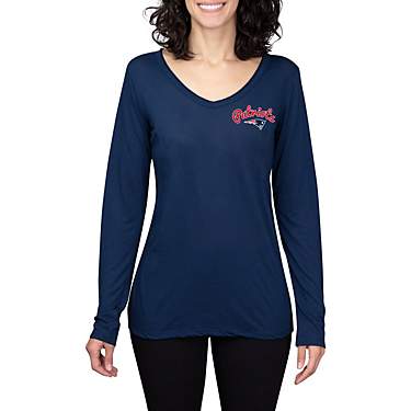 College Concept Women’s New England Patriots Side Marathon V-neck Long Sleeve T-shirt                                         