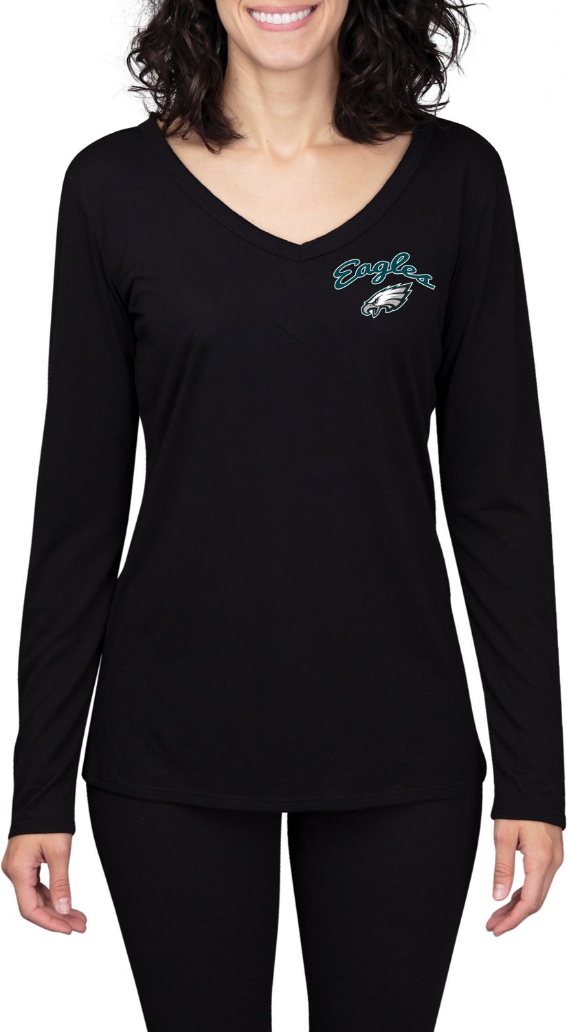 College Concept Women's Philadelphia Eagles Side Marathon V-neck Long  Sleeve T-shirt