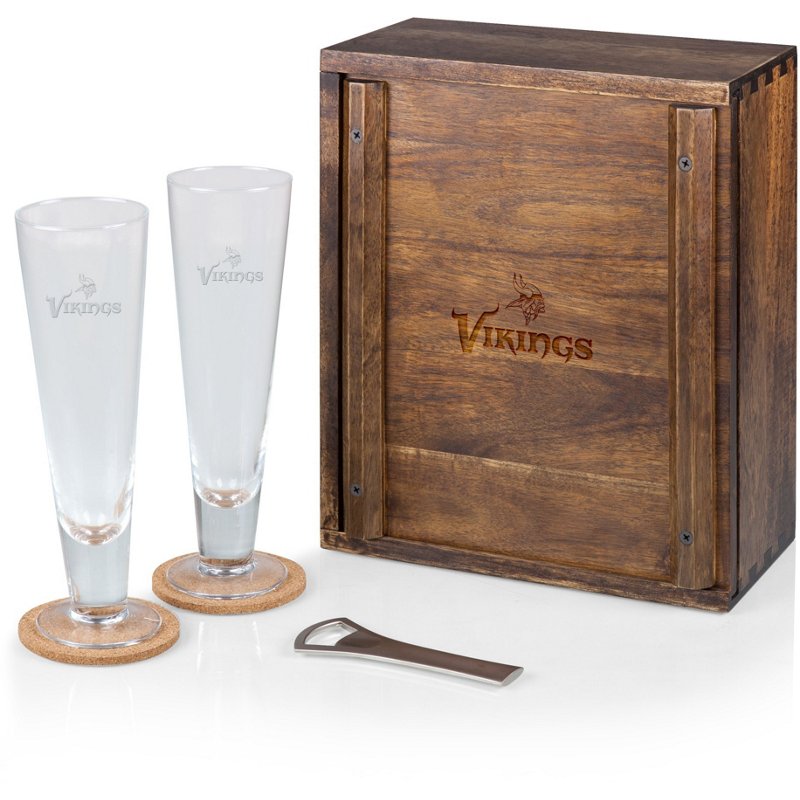 Football Fan Shop Picnic Time Officially Licensed NFL Beer Glass Gift Set - Minnesota